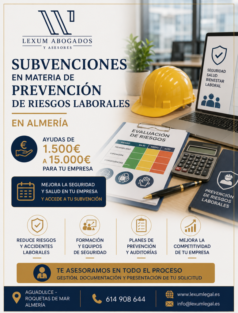 subvencion prevecion riesgos laborales Almería
