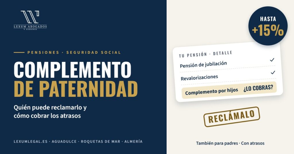 Complemento de paternidad en la pensión para jubilados en Almería – Lexum Abogados
